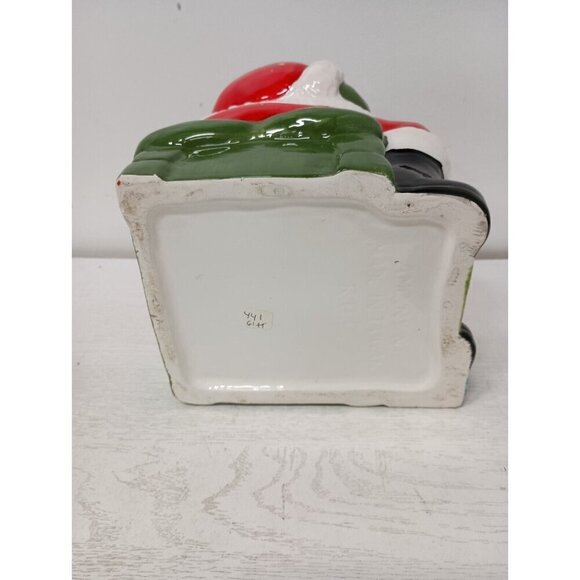 Vintage Santa Holiding Boy Ceramic Musical Cookie Jar AMC NY Taiwan - Picture 10 of 13